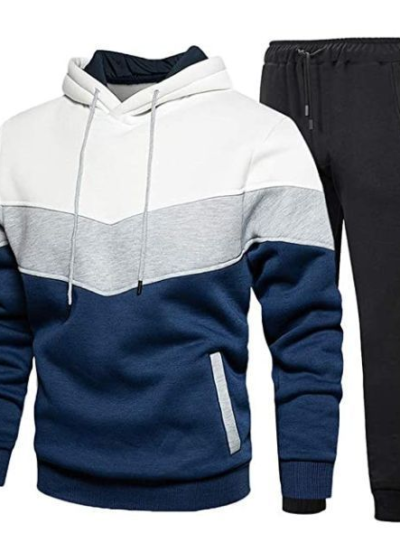 Tebreux Men's Jogging Tracksuit 2 Piece Athletic Outfit Hoodie Sports Sweatsuit Pullover Suit Sets