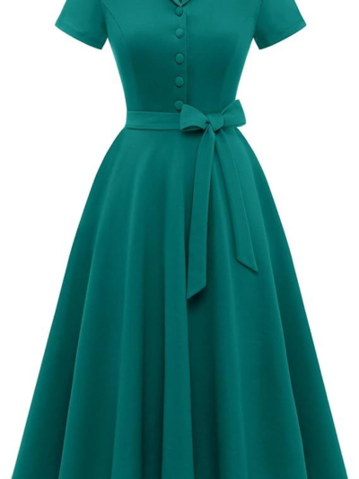 Wedtrend Women's Vintage Tea Dress, Short Sleeve Cocktail Party Dress Work Church Casual Dress