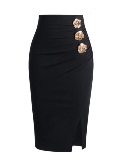 Women's Elegant Midi Split High Waisted
